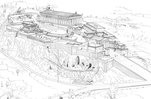 Acropoli di Atene disegno storico