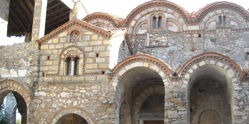 Mystras grecia facciata antico palazzo